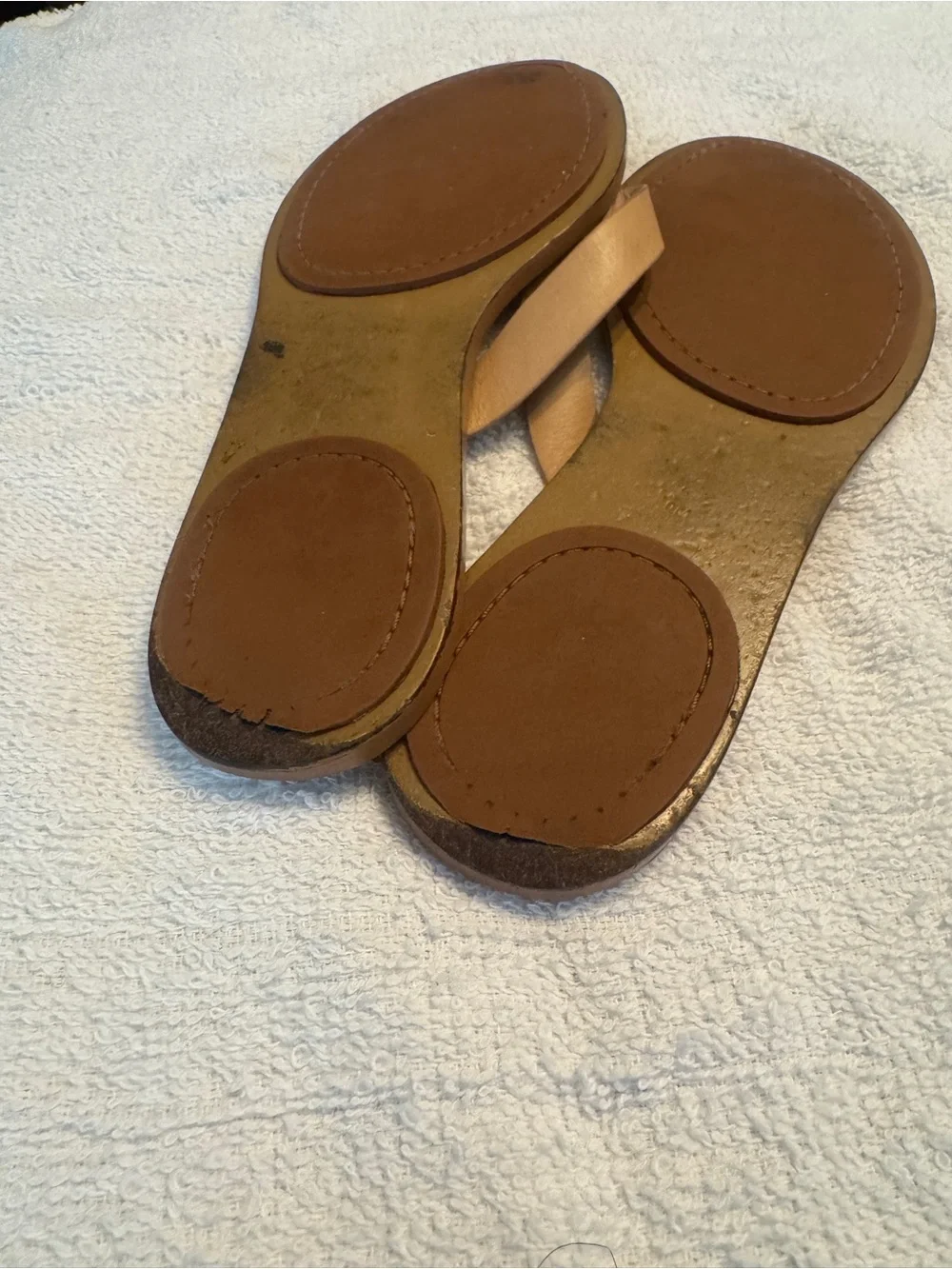 Tory Burch Leather Tan Brown Logo Flip Flop Sandals